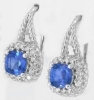 Cushion cut natural sapphire ring in 14k white gold