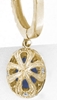 Diamond Hoop Earrings with Blue Sapphire Dangle in 14k yellow gold