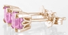 Natural Pink Sapphire Stud Earrings - Rose Gold- Princess Cut