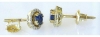 Round Natural Sapphire and Diamond Halo Stud Earrings in 14k yellow gold with screw back closure for sale