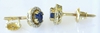 Round Natural Sapphire and Diamond Halo Stud Earrings in 14k yellow gold with screw back closure for sale