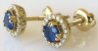 Petite 0.70 ctw Ceylon Blue Sapphire and Diamond Earrings in 14k yellow gold with Screw Back Closure - SSE-5107