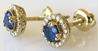 Petite 0.70 ctw Ceylon Blue Sapphire and Diamond Earrings in 14k yellow gold with Screw Back Closure - SSE-5107