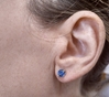 Real Round Sapphire Solitaire Stud Earrings in 14k white gold