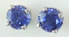 Real Round Sapphire Solitaire Stud Earrings in 14k white gold