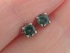 4.4mm Round Genuine Green Sapphire Stud Earrings in real 14k white gold