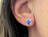 1.61 ctw Ceylon Blue Sapphire and Diamond Earrings in 14k white gold - SSE-5115