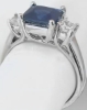Classic Three Stone Natural Princess Blue Sapphire and Princess White Sapphire Engagement Ring in solid 14k white gold for sale