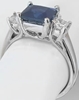 Classic Three Stone Natural Princess Blue Sapphire and Princess White Sapphire Engagement Ring in solid 14k white gold for sale