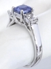 Natural Ceylon Blue and White Sapphire Three Stone Engagement Ring in white gold