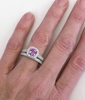 Genuine Fancy Color Purple Sapphire Engagement Ring and Band in white gold