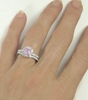 Round Genuine Sapphire Engagement Ring - Pink Sapphire - on the hand