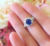 Natural Cornflower Blue Sapphire and Pave Diamond Engagement Ring - 18k white gold