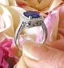 Large Cornflower Blue Natural Sapphire Ring with Real Diamond Halo in Solid 18k White Gold for sale