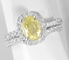 Untreated Yellow Sapphire Engagment Ring and Band Set - White Gold
