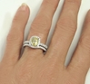 Yellow Sapphire Engagment Ring and Band Set - White Gold