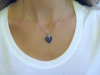 Pave Natural Blue Sapphire Diamond Heart Pendant in 14k white gold