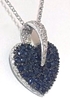 Pave Blue Sapphire and Diamond Heart Pendant in 14k white gold