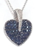 Pave Blue Sapphire Heart Pendant with Diamonds in 14k white gold