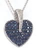 Pave Blue Sapphire Heart Pendant with Diamonds in 14k white gold 