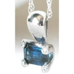 Natural blue sapphire ring in 14k white gold