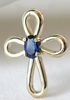 Real  Sapphire Solitaire Cross Pendant in 14k yellow gold for her