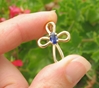 Natural  Sapphire Solitaire Cross Pendant in 14k yellow gold for sale