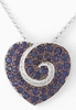 Natural Blue Sapphire and Diamond Heart Pendant in 14k white gold