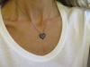 Pave Blue Sapphire and Diamond Pendant in 14k white gold