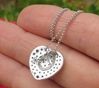 White Gold Real Sapphire Heart Pendant Necklace with Black Rhodium