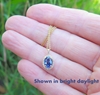 Natural Cornflower Blue Sapphire Pendant with a Diamond Halo set in Real 14k yellow gold for sale