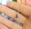 Natural Royal Blue Sapphire Pendant with a Diamond Halo set in Real 14k yellow gold for sale