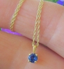 Natural Sapphire Pendant with Round Cornflower Blue Sapphire set in 14k yellow gold for sale