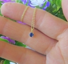 Natural Sapphire Solitaire Pendant Necklace with Round Ceylon Blue Sapphire set in 14k yellow gold