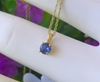 14k Yellow Gold Natural Blue Sapphire Pendant for sale