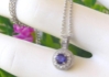 Round Cut Natural Purple Sapphire Pendant in 14k white gold for sale