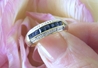 Channel Set Natural Sapphire Stackable Band Ring in real solid 14k yellow