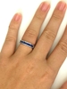 Real 14k white gold Channel Set Princess Cut Genuine Blue Sapphire Wedding Band Ring