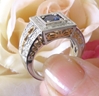 Bold Genuine Round Blue Sapphire Fashion Ring with a Real Diamond Halo in solid 14k white and yellow gold