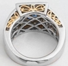 Large Bold Genuine Blue Sapphire Fashion Ring with a Real Diamond Halo in solid 14k white gold with butterfly design