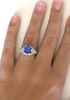 Solid platinum Natural Ceylon Oval Blue Sapphire Ring in a vintage style real diamond mounting