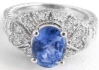 Natural blue sapphire ring in 14k white gold