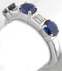East West Set Natural Blue Sapphire and Real Baguette Diamond Anniversary Band Ring