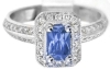 Natural blue sapphire ring in 14k white gold