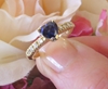 Heart Cut Natural Sapphire Engagment Ring with real diamonds in solid 14k yellow gold for sale
