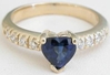Heart Cut Natural Blue Sapphire Engagment Ring with real diamonds in solid 14k yellow gold
