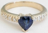 Heart Cut Natural Blue Sapphire Engagment Ring with real diamonds in solid 14k yellow gold
