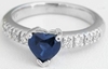 Natural Heart Cut Blue Sapphire Engagement Ring in solid 14k white gold