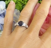 Natural Round Royal Navy Blue Sapphire Ring in 14k white gold for sale
