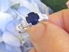 Natural Round Sapphire Engagement Ring in 14k white gold for sale